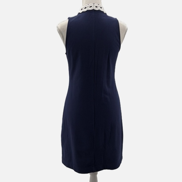 Lilly Pulitzer Callista High Collar Zip Front Shift Dress in True Navy - Size XS - Picture 5 of 8
